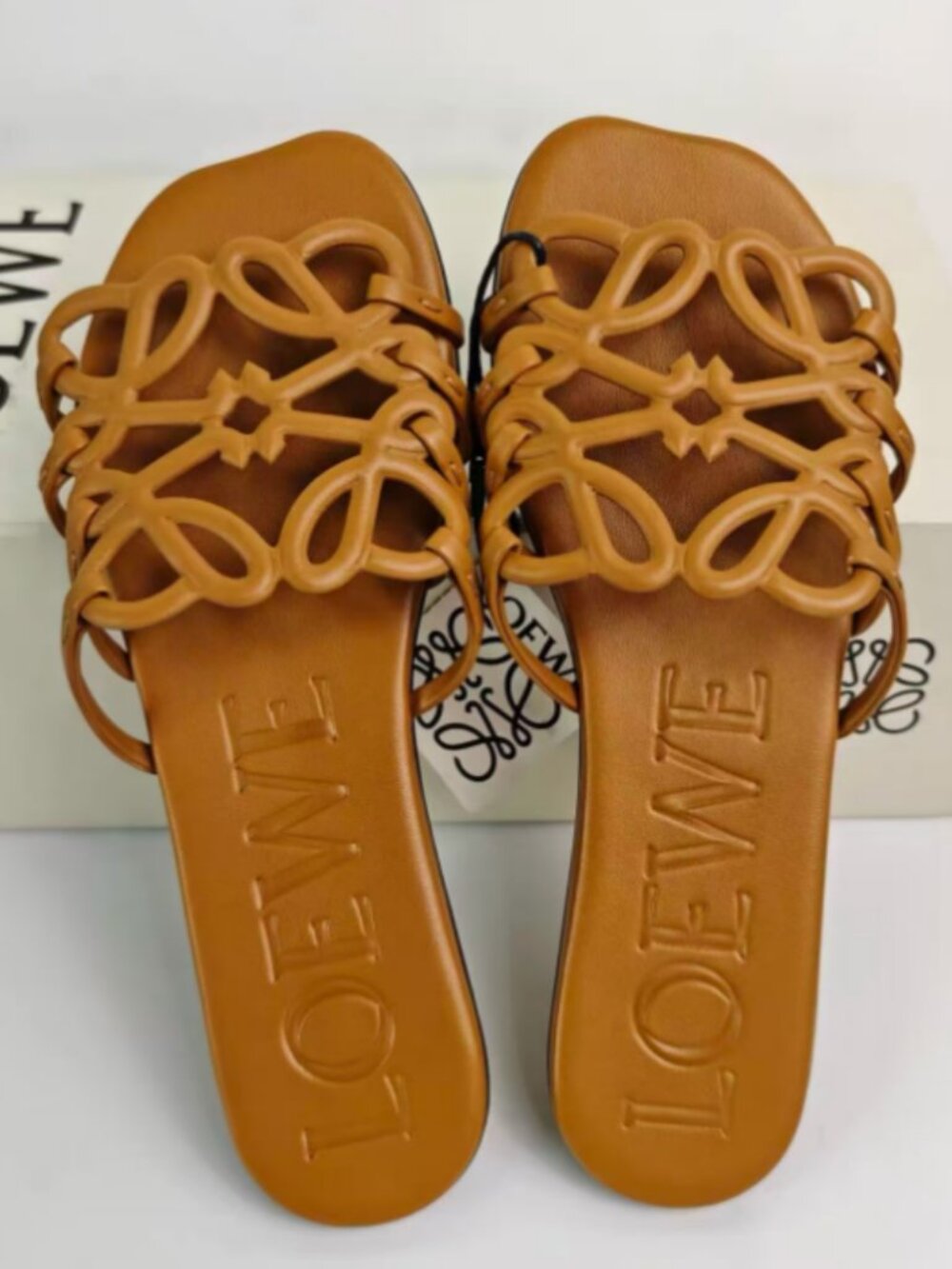 Loewe Tan Leather Sandals